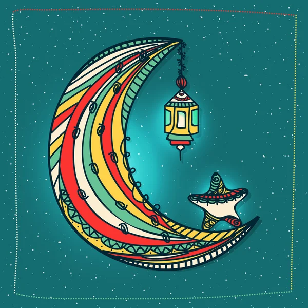 Luna colorida para la celebración del Ramadán . — Vector de stock