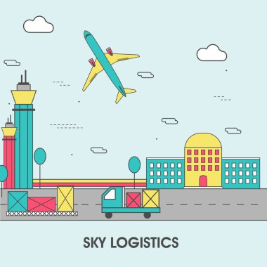 Sky Logistics modern düz illüstrasyon.