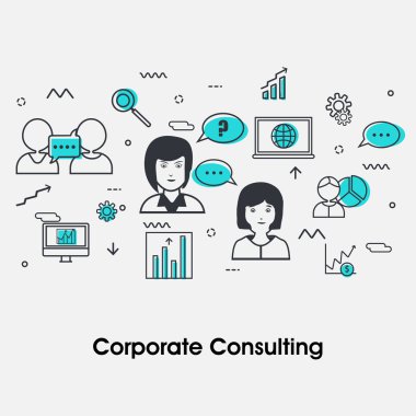 Flat illustration for Business Consulting concept.