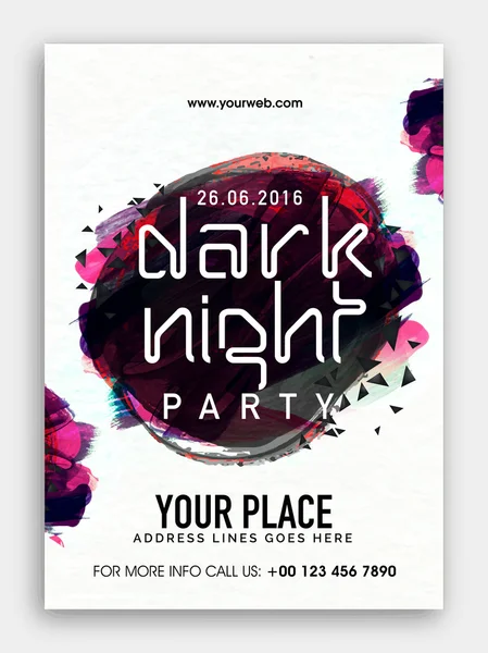 Donkere nacht partij sjabloon, banner of flyer. — Stockvector