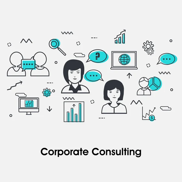 Ilustração plana para o conceito de Business Consulting . — Vetor de Stock