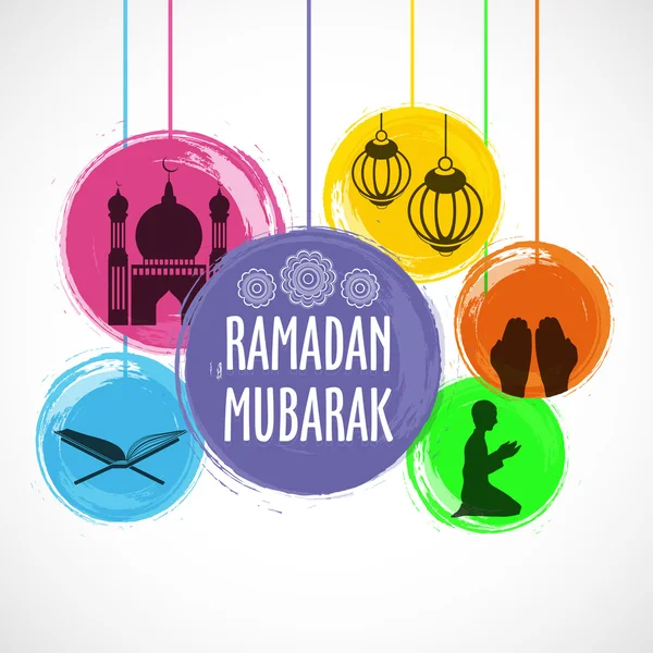 Conjunto de elementos islâmicos para Ramadã Mubarak . — Vetor de Stock