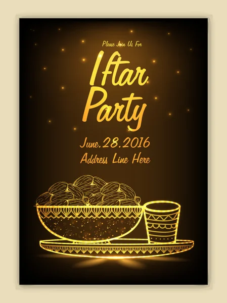 Tarjeta de invitación para la celebración del Iftar Party . — Archivo Imágenes Vectoriales