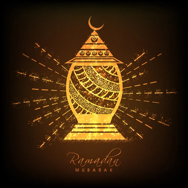 Lampada d'oro per Ramadan Mubarak . — Vettoriale Stock