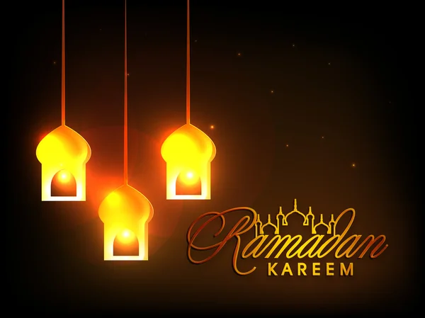Φωτεινές λάμπες για το Ραμαζάνι Καρίμ. — Διανυσματικό Αρχείο