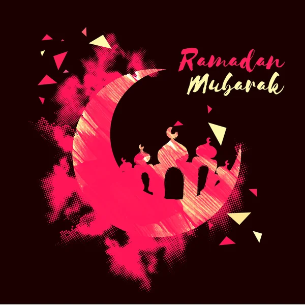 Creative Moon with Mosque for Ramadan Mubarak. — Stock Vector