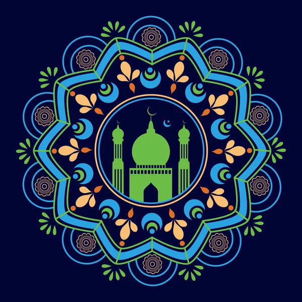 Blumenhintergrund mit Moschee zum islamischen Fest. — Stockvektor