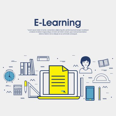 Online Eğitim için düz illüstrasyon.
