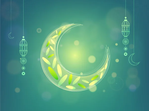 Δημιουργική Σελήνη για το Ραμαζάνι γιορτή Καρίμ. — Διανυσματικό Αρχείο
