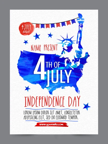 Pamphlet, Banner or Flyer for 4th of July. — Stock Vector