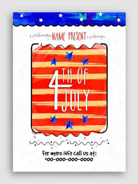 Pamphlet, Banner or Flyer for 4th of July. — Stock Vector