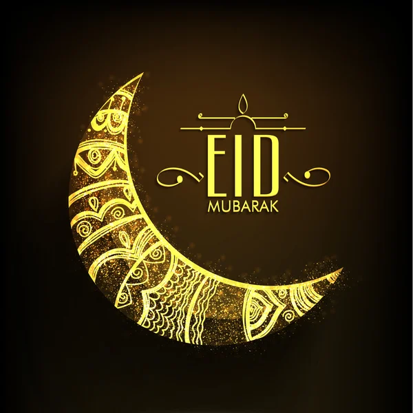 Luna de oro para la celebración de Eid Mubarak . — Vector de stock