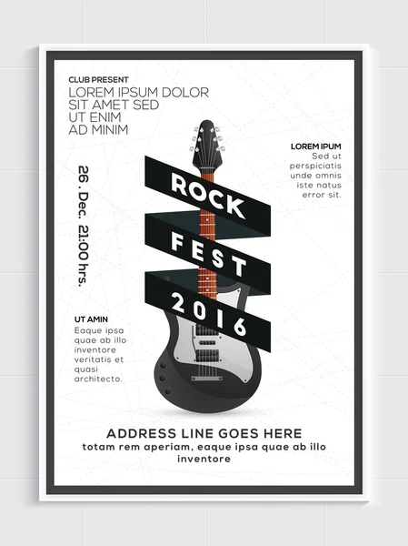 Rock Fest Template, Banner or Flyer design. — Stock Vector