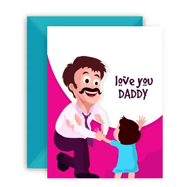 Tarjeta de felicitación con sobre para el Día del Padre . — Vector de stock