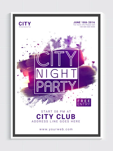Nacht Party-Vorlage, Banner oder Flyer-Design. — Stockvektor