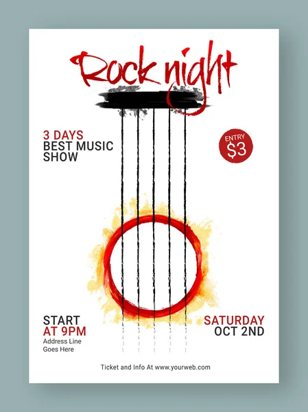 Rock Night Party Flyer, Template or Banner design. — Stock Vector