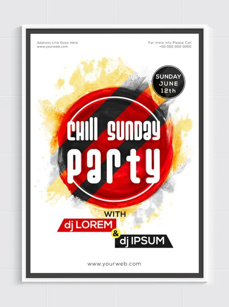 Sunday Party Template, Banner or Flyer design. — Stock Vector