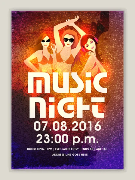 Musik-Nachtflyer, Vorlage oder Bannerdesign. — Stockvektor