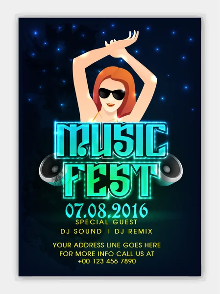 Music Fest Flyer, Template or Banner. — Stock Vector