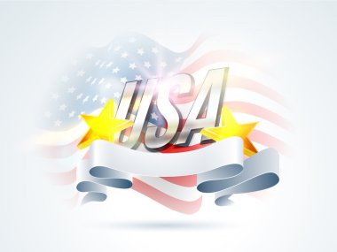 Amerikan Bağımsızlık Günü için Kurdele ile Parlak Metin.