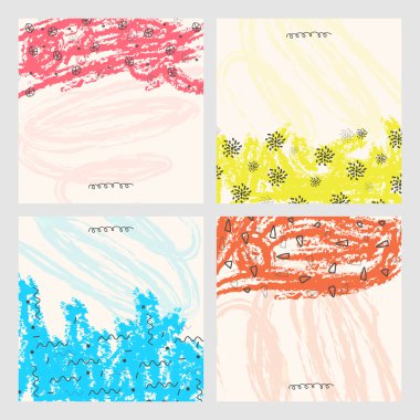 Elle çizilmiş soyut arka plan kümesi.