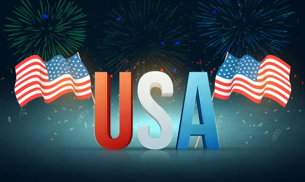 Texte 3D pour la célébration de la fête de l'indépendance américaine . — Image vectorielle