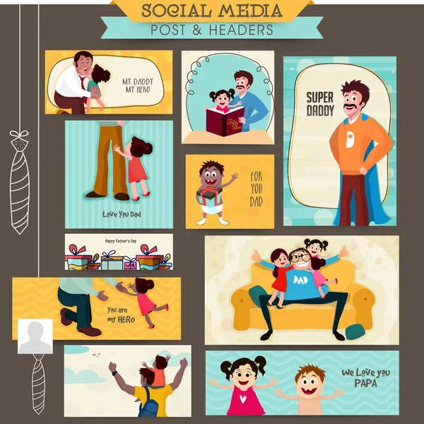 Sociální média post a záhlaví pro Den otců. — Stockový vektor