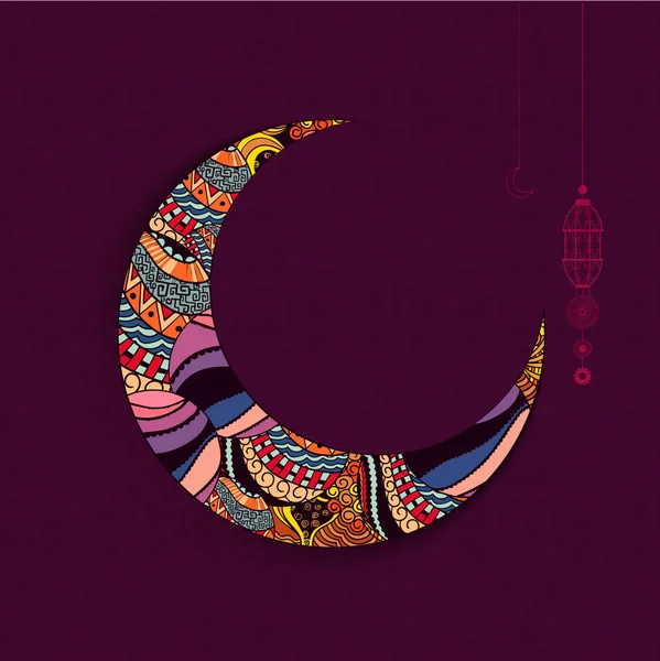 Luna colorata per feste islamiche celebrazione . — Vettoriale Stock