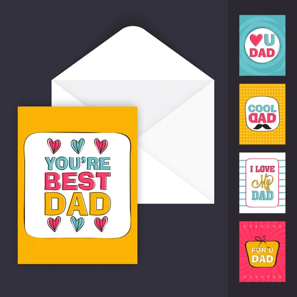 Grußkarte mit Umschlag zum Vatertag. — Stockvektor