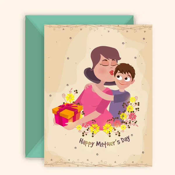 Gratulationskort med kuvert för mors dag. — Stock vektor