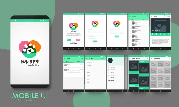 Materialdesign ui, ux und gui für mobile Apps. — Stockvektor