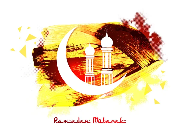 Lune brillante avec mosquée pour le Ramadan . — Image vectorielle