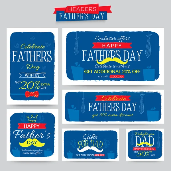 Creatieve Headers for Father's Day viering. — Stockvector
