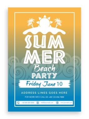 Yaz plaj partisi şablonu, afiş veya davet.