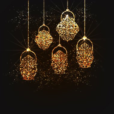 İslam Festivalleri için Altın Fenerler.