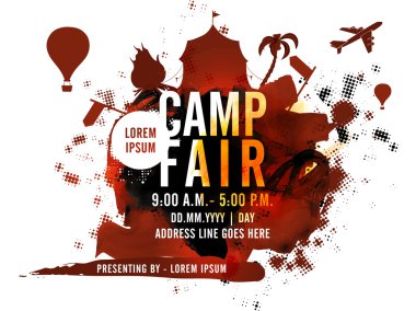 Kamp Fuarı Şablonu, Banner veya Flyer tasarımı.