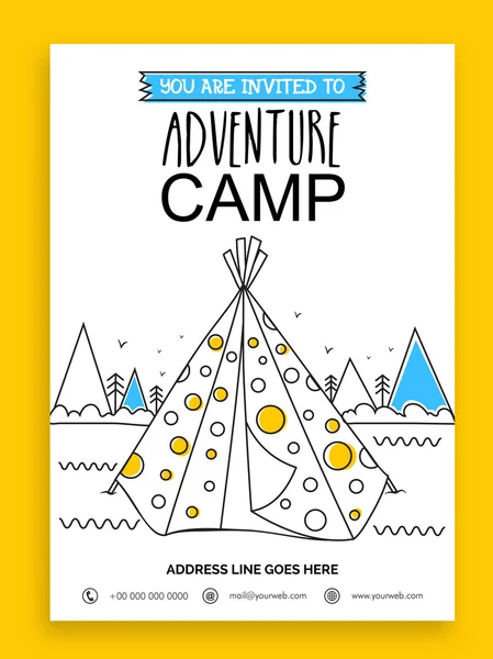 Adventure Camp Template, Banner or Flyer. — Stock Vector