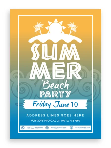 Summer Beach Party Template, Banner or Invitation. — Stock Vector