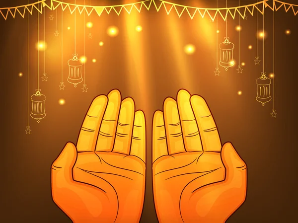 Gebetshände für islamische Feste. — Stockvektor