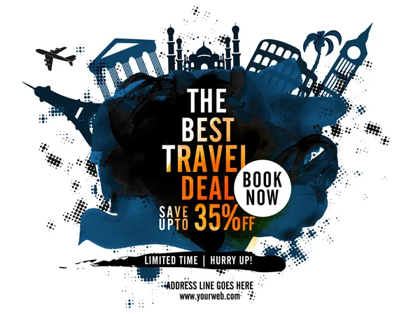 Best Travel Deal Poster, Banner o Flyer design . — Vettoriale Stock