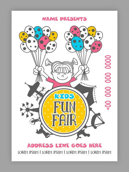 Kids Fun Fair mall, Banner eller Flyer design. — Stock vektor