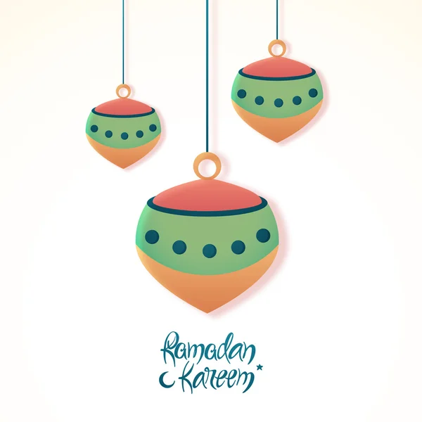 Wenskaart met lampen voor Ramadan Kareem. — Stockvector