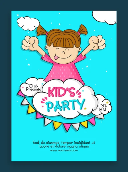 Kids Party Template, Banner, Flyer or Invitation design. — Stock Vector