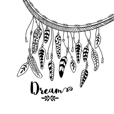 Yaratıcı etnik Boho tüyler.