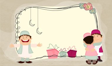 Mutlu Müslüman erkeklerin Eid Festival kutluyor.