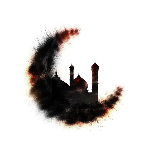 Abstrakt måne med moské för islamiska festivaler. — Stock vektor