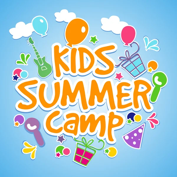 Barn Summer Camp affisch, banner eller Flyer design. — Stock vektor