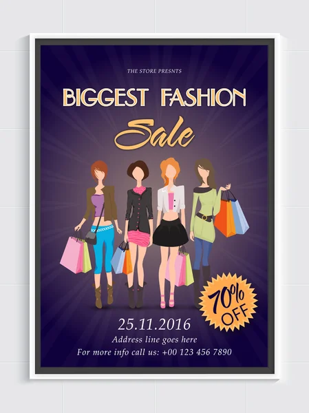 Fashion Sale Flyer atau Banner . - Stok Vektor