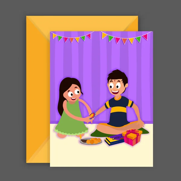 Üdvözlés kártya-val Raksha Bandhan borítékot. — Stock Vector