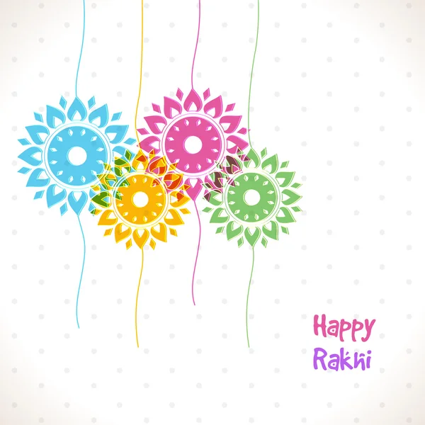 Colorido Rakhi para la celebración de Raksha Bandhan . — Vector de stock